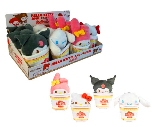 (Mis 3) HELLO KITTY & FRIENDS In Bowl di Noodles Peluche 17cm – 4ass In espo da 12pz…x12…x24